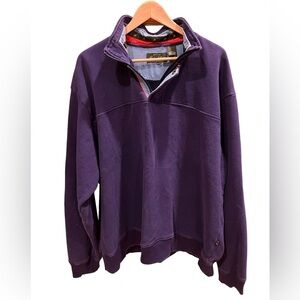 Orvis 1/4 Zip Signature Sweatshirt Mens Size Large Blue Cotton Fleece Lined 2X